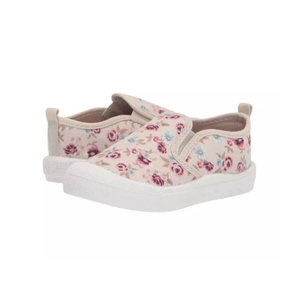 Oshkosh B'Gosh Little Girl Ezma Flower Print Canvas Round Toe Slip On Sneaker 12